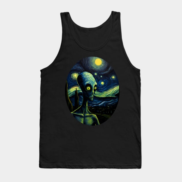 Aliencore Asethetic Van Gogh Starry Night Alien Painting Tank Top by Delta V Art